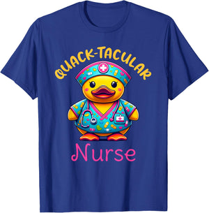 Cute Rubber Duck Registered Nurse Medical "Quack-tacular" T-Shirt - T-Shirt | Royal