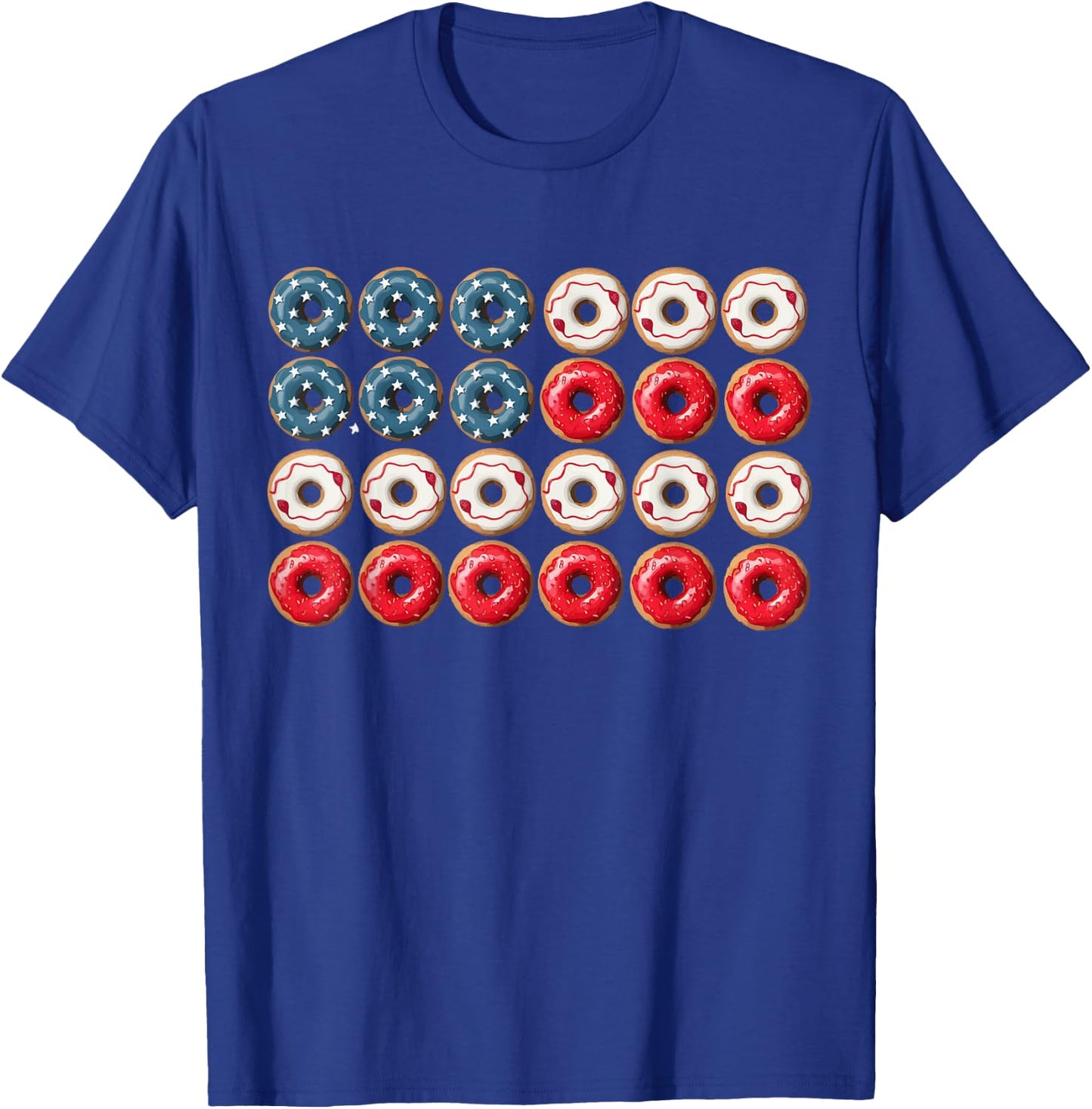 Patriotic Donuts American Flag USA 4th Of July Doughnuts day T-Shirt - T-Shirt | Royal