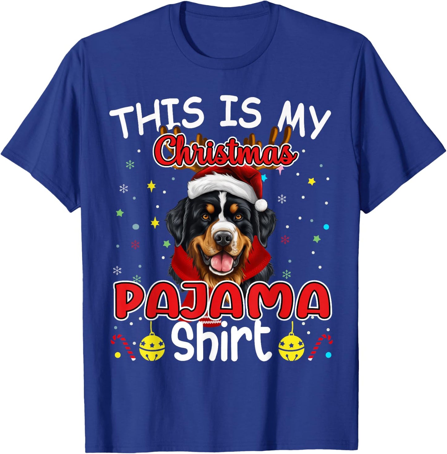 X-mas Santa Pajama Bernese Mountain Dog Christmas T-Shirt - T-Shirt | Royal