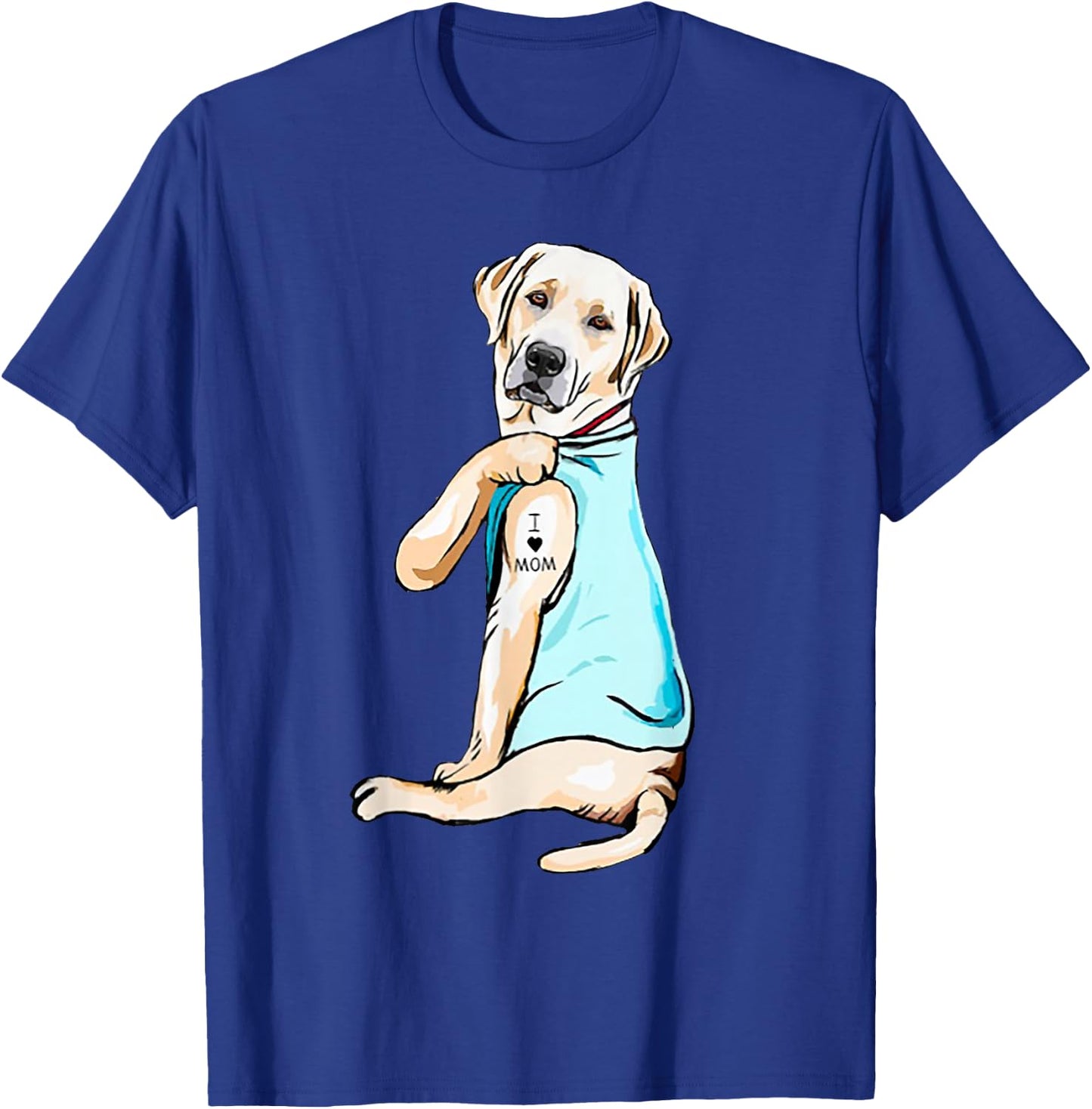 I Love Mom Funny Labrador Tattooed T-Shirt - T-Shirt | Royal