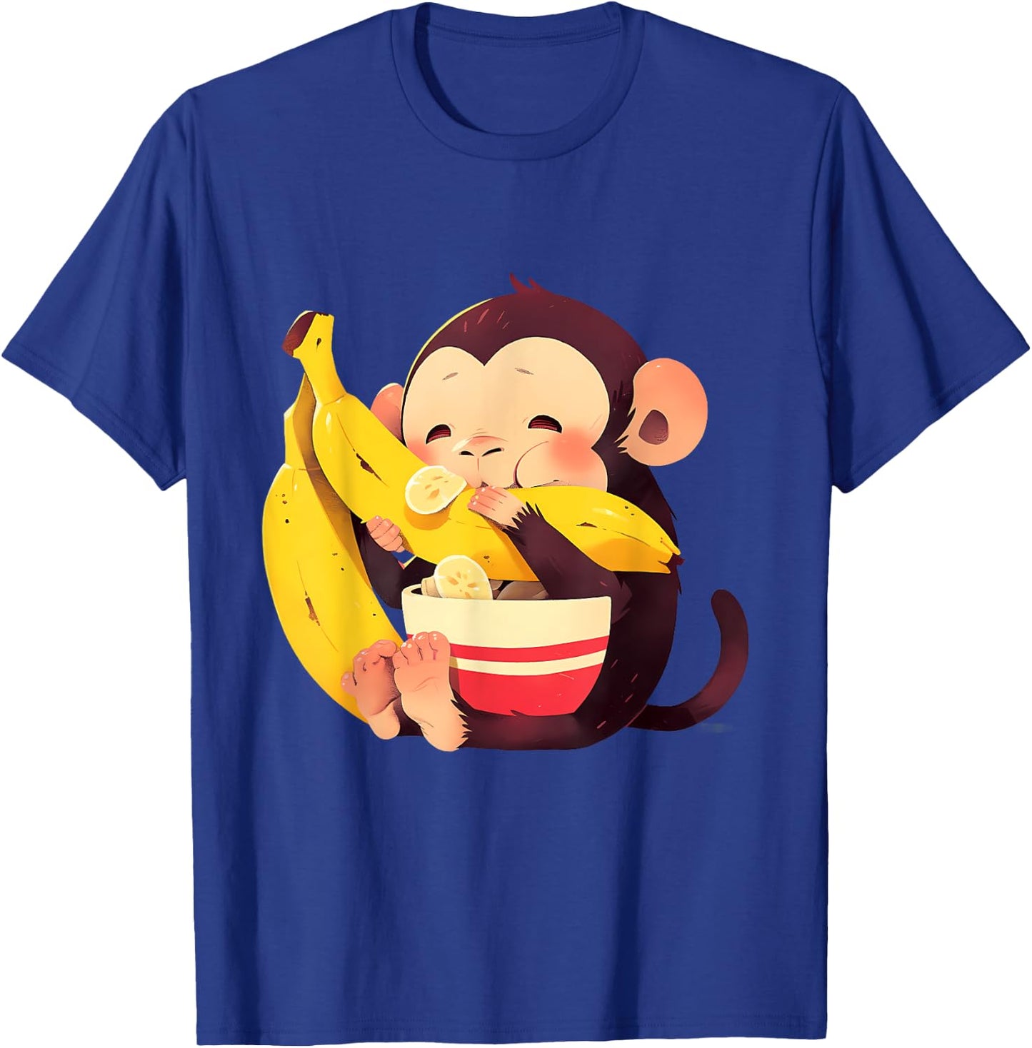 Banana Monkey Cute Monkey Wildlife Drawing Bananas Fruit T-Shirt - T-Shirt | Royal