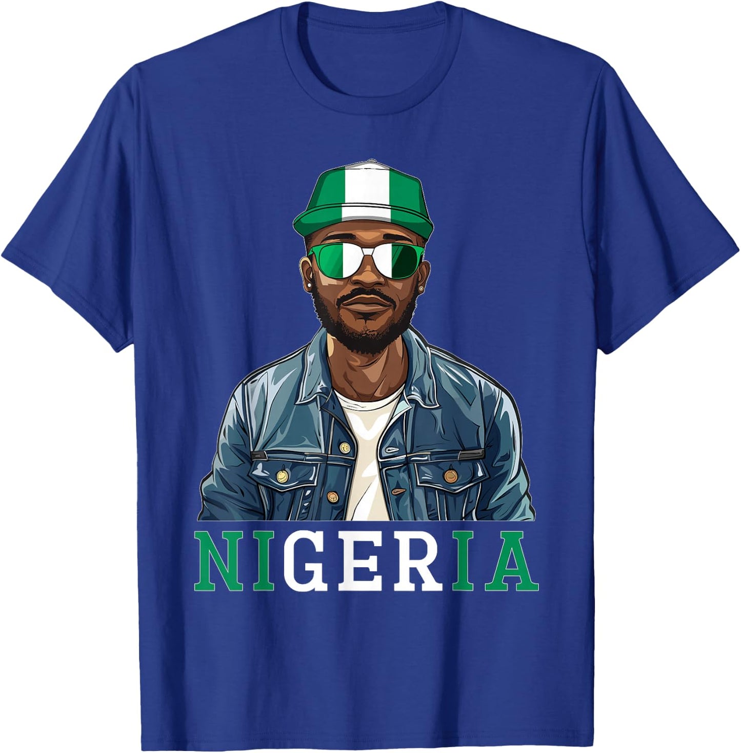 Nigeria Flag Outfit for Man Souvenirs Coountry Nigerian T-Shirt - T-Shirt | Royal