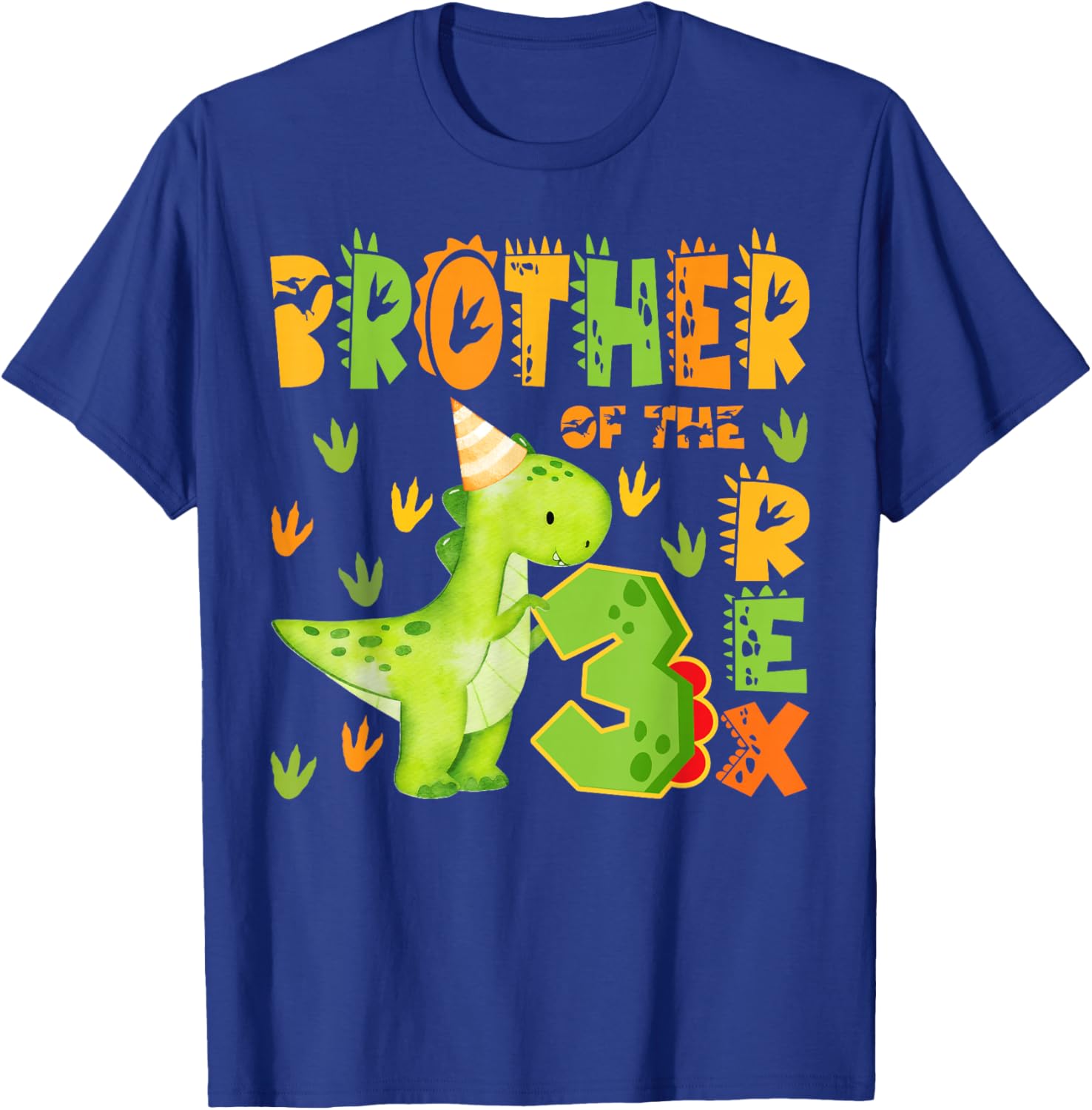 Brother of The Three Rex 3rd Birthday Boy Dinosaur T-Rex T-Shirt - T-Shirt | Royal