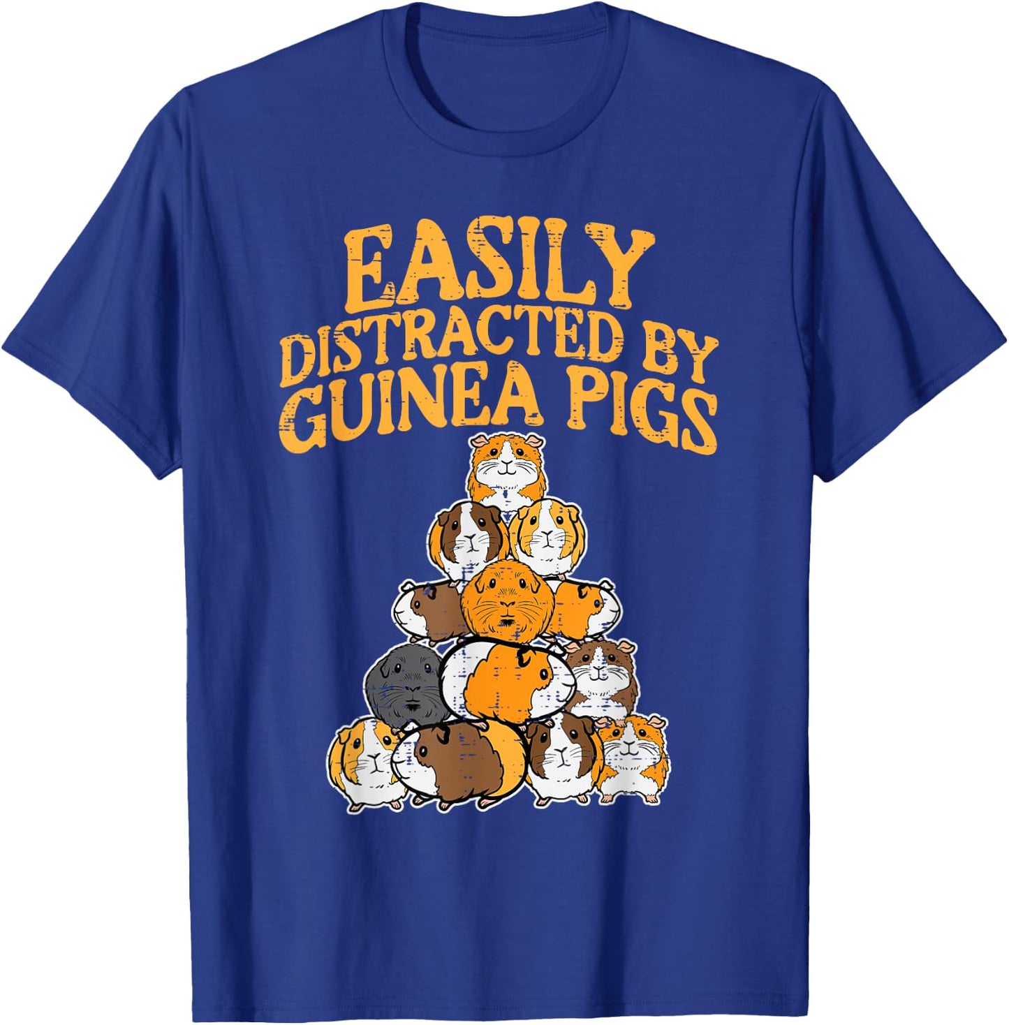 Easily Distracted By Guinea Pigs Funny Cavy Men Women Kids T-Shirt - T-Shirt | Royal