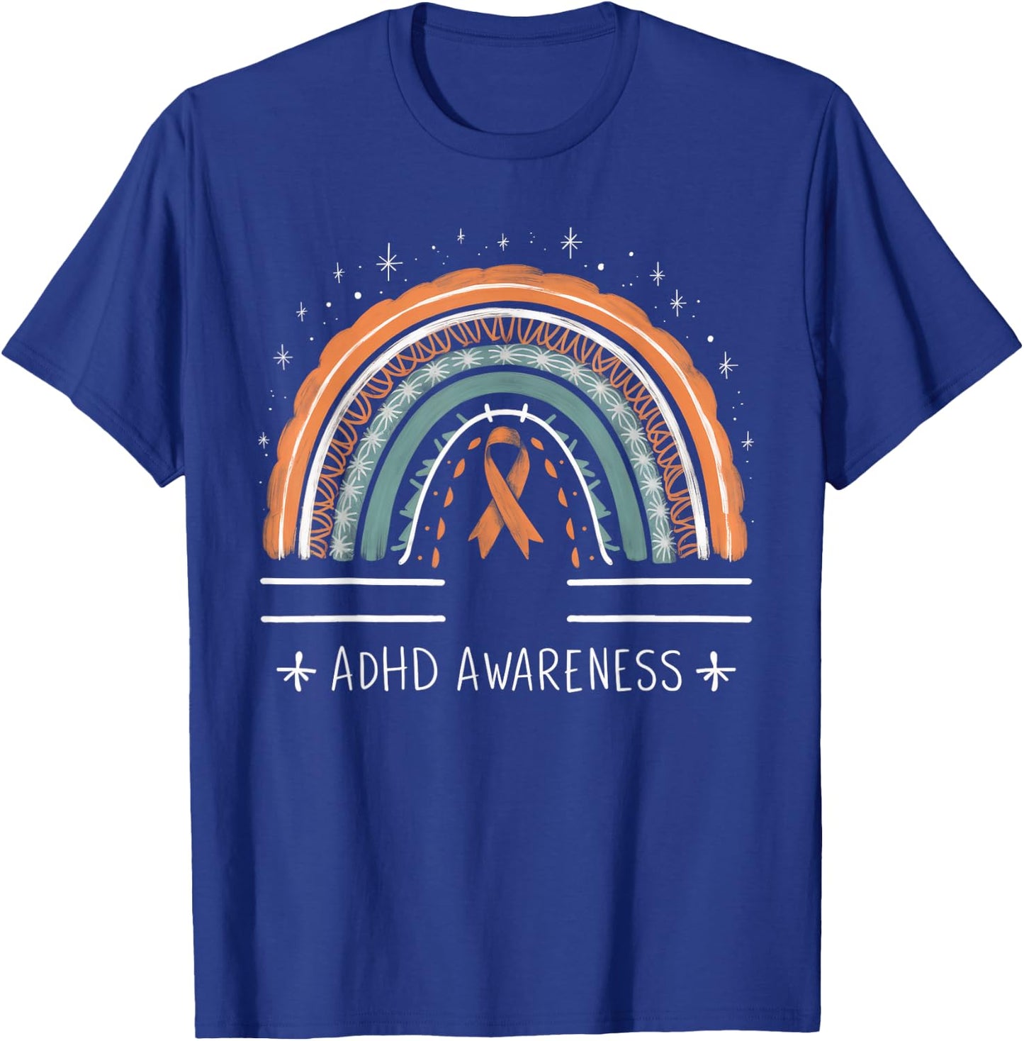 Orange Leopard Rainbow for ADHD Neurodiversity Awareness T-Shirt - T-Shirt | Royal