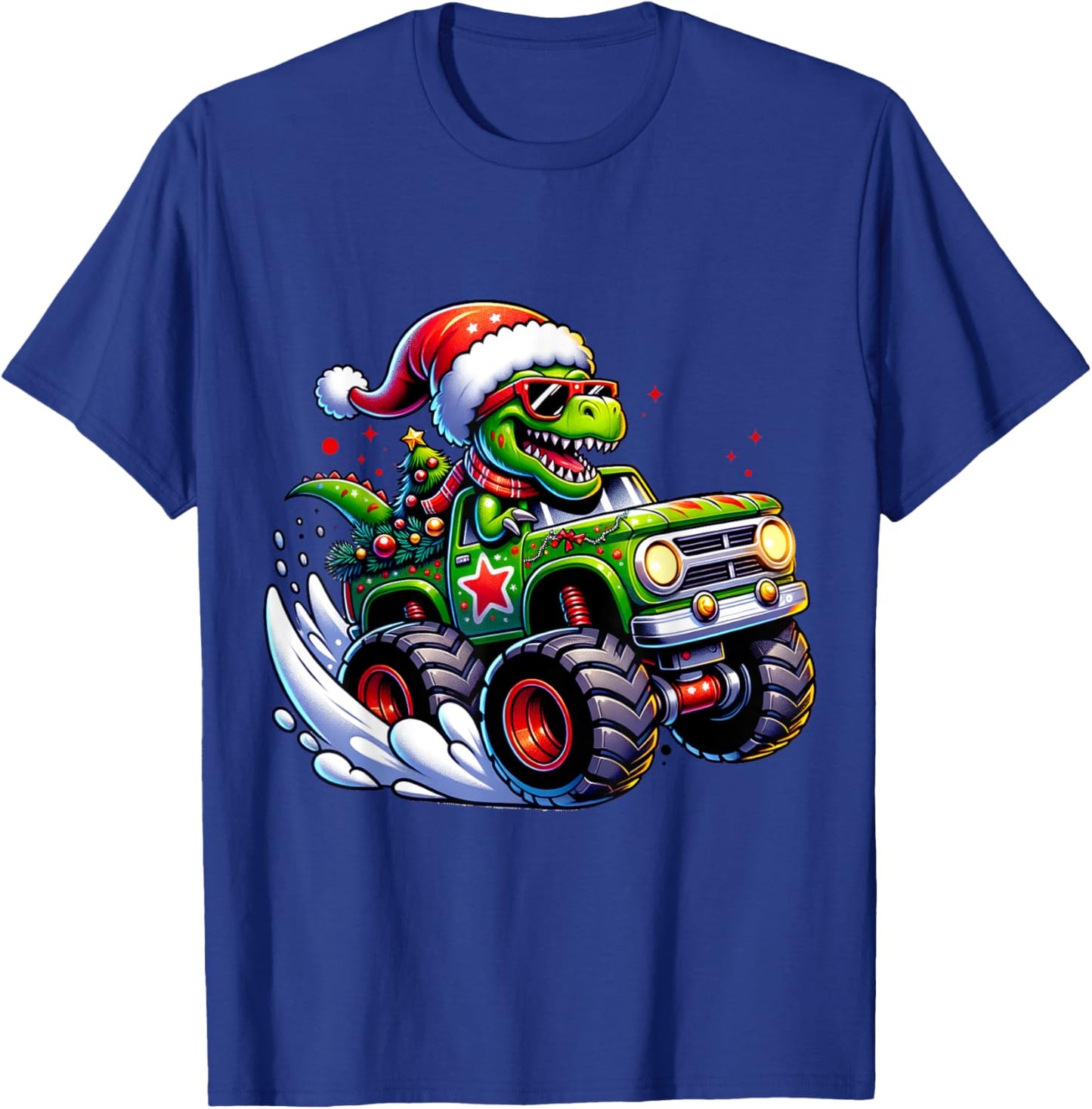 Christmas T Rex Monster Truck Boys Dinosaur Santa Xmas Funny T-Shirt - T-Shirt | Royal