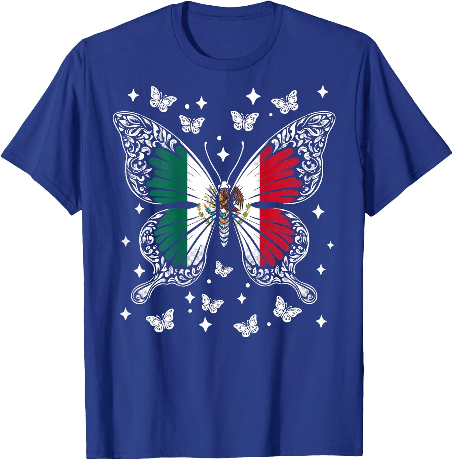 Mexican Butterfly Mexico Back Printed T-Shirt - T-Shirt | Royal