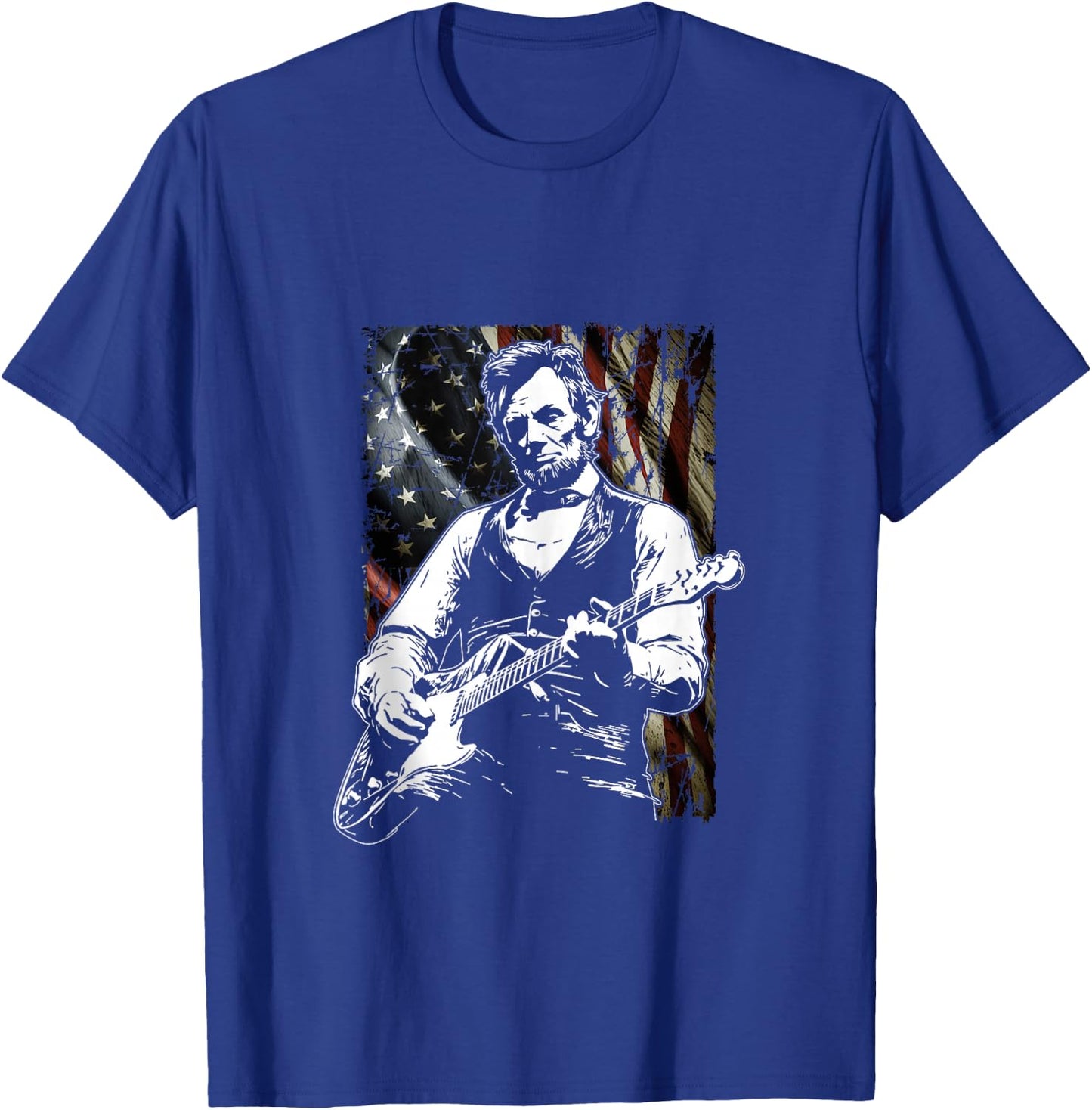 Abraham Lincoln Abe Lincoln Playing Guitar Retro Vintage T-Shirt - T-Shirt | Royal