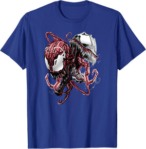 Marvel Comics Venom and Carnage Split Villain Portrait T-Shirt - T-Shirt | Royal