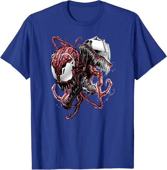 Marvel Comics Venom and Carnage Split Villain Portrait T-Shirt - T-Shirt | Royal