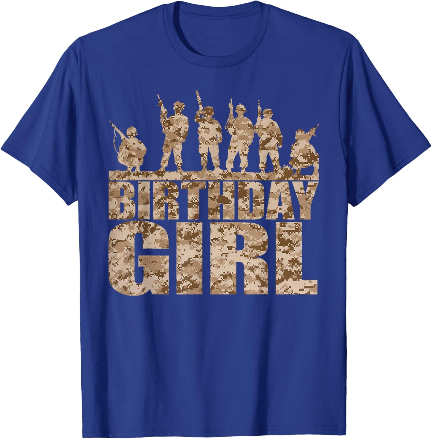 Birthday Girl Army Party Military Party Supplies Camo T-Shirt - T-Shirt | Royal