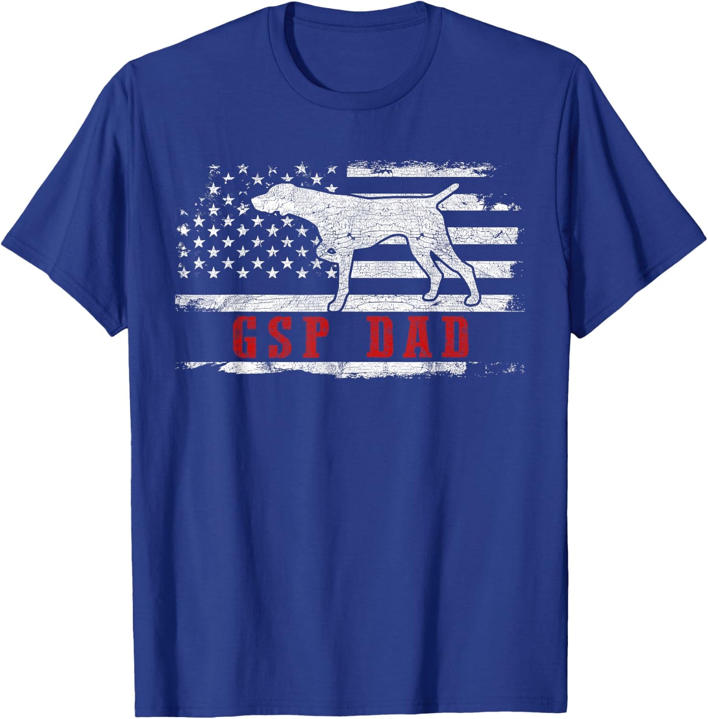 GSP Dad American Flag German Shorthaired Pointer Dog T-Shirt - T-Shirt | Royal