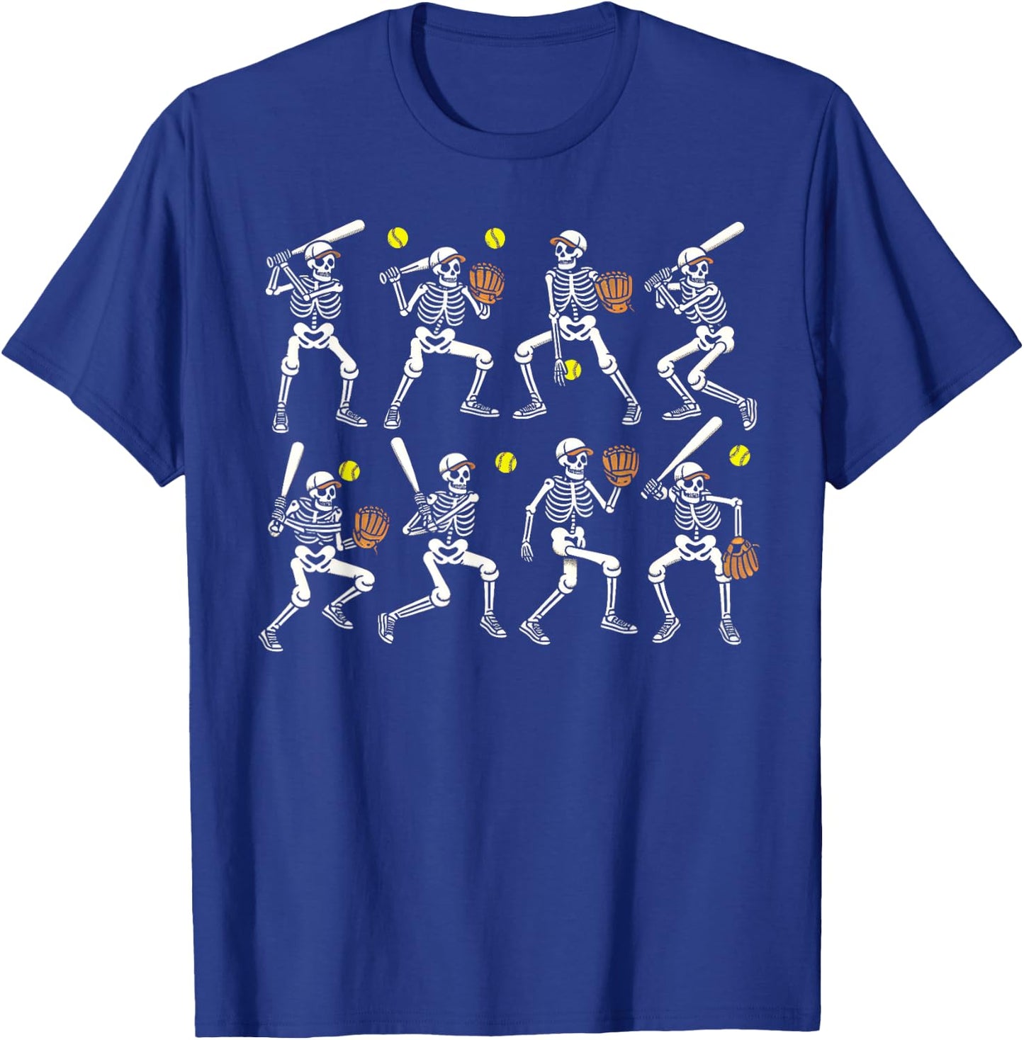 Funny Halloween Softball Skeletons Play Softball Boys Kids T-Shirt - T-Shirt | Royal