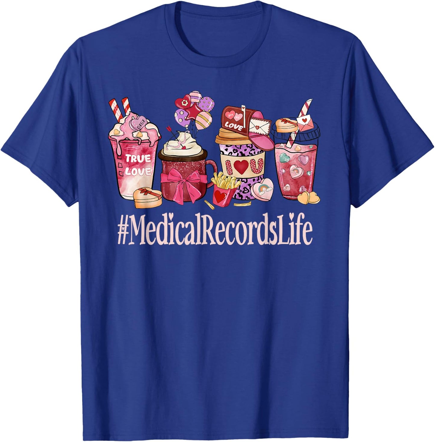 Medical Records Women Coffee Lovers Funny Valentine's Day T-Shirt - T-Shirt | Royal