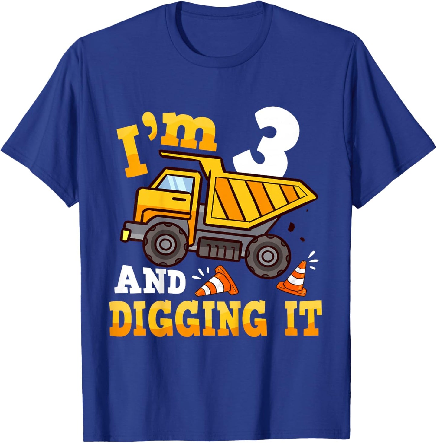 Kids 3 Year Old Boy Birthday Gifts 3rd Construction Birthday Boys T-Shirt - T-Shirt | Royal