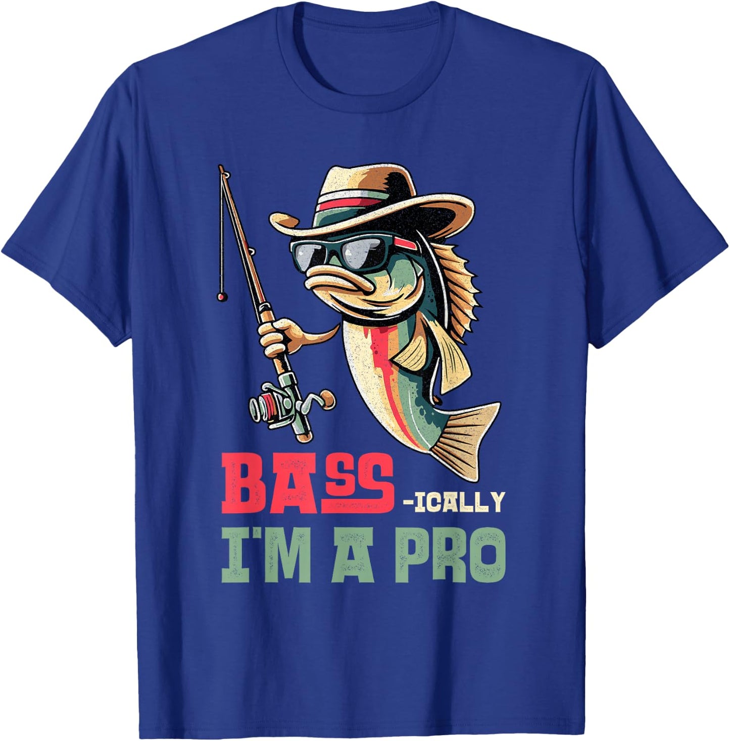 Bass-ically, I'm a Pro Bass Funny Fishing Apparel Men Kids T-Shirt - T-Shirt | Royal