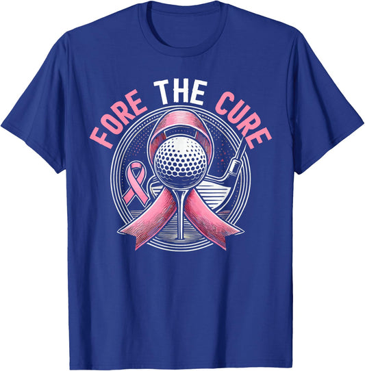 Golf Breast Cancer Awareness Month Golfer Pink Ribbon T-Shirt - T-Shirt | Royal