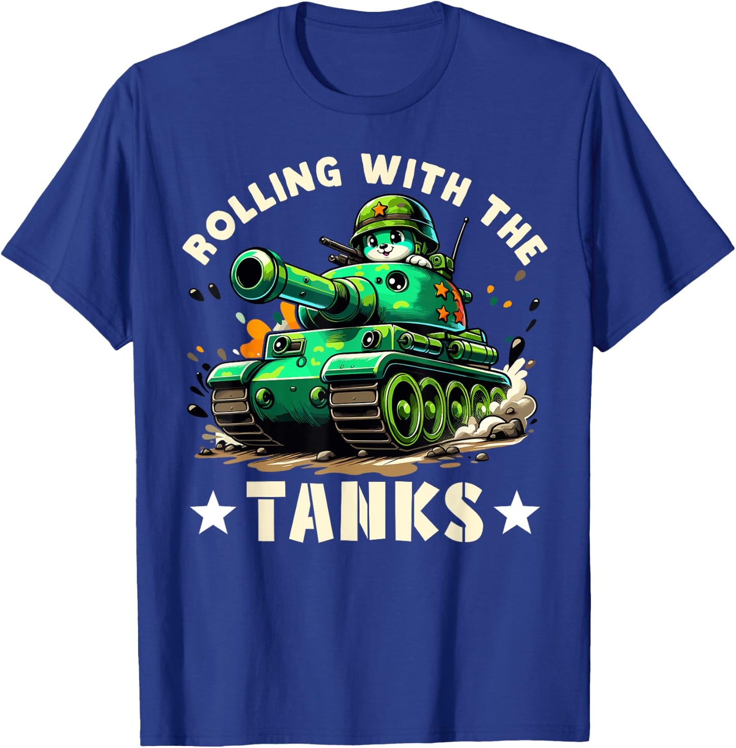 Rolling with the Tanks - Boys Army Tank military Adventure T-Shirt - T-Shirt | Royal