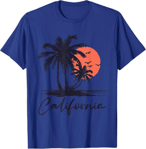 Cali Summer Vacation CA Palm Trees USA Retro California Men T-Shirt - T-Shirt | Royal