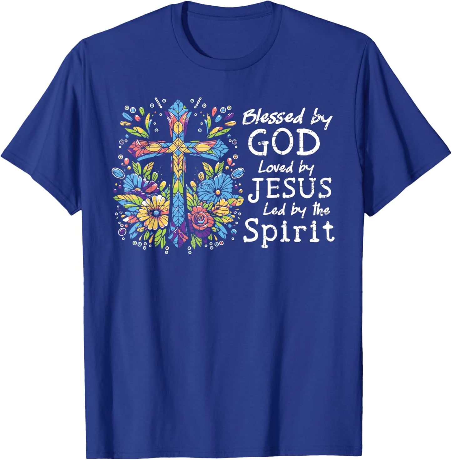 Blessed by God Loved by Jesus Christian Cute Butterfly T-Shirt - T-Shirt | Royal