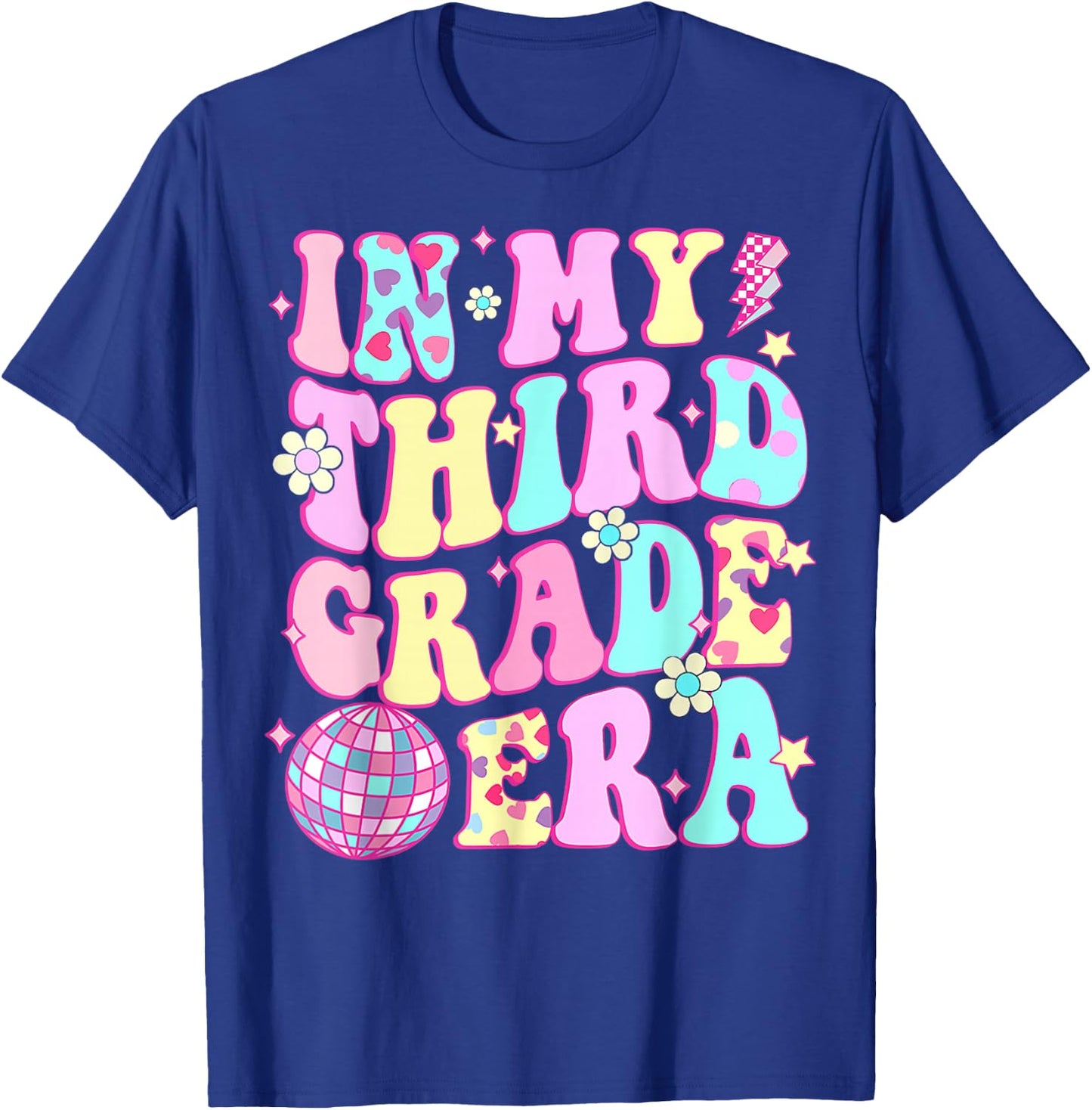 Retro Groovy Back To School In My Third Grade Era Girls Kids T-Shirt - T-Shirt | Royal