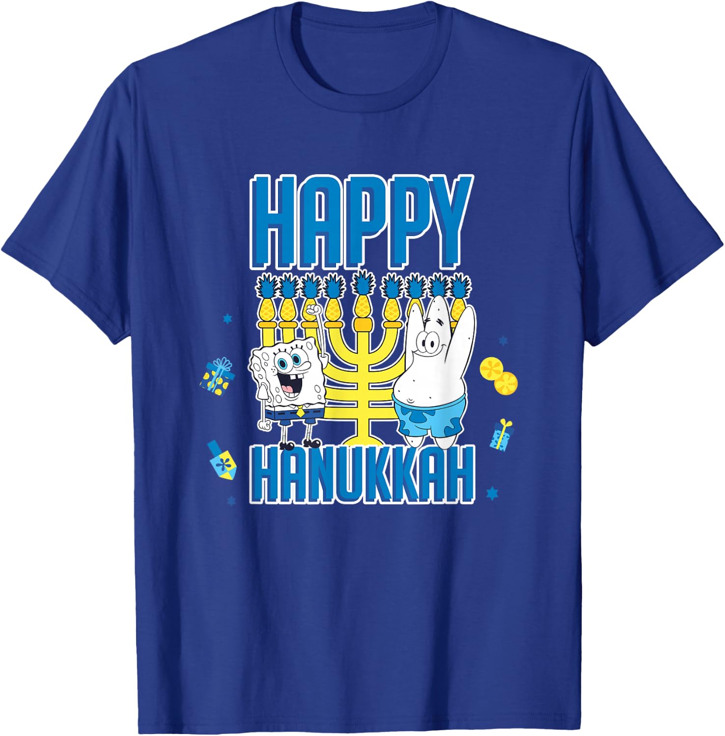 SpongeBob SquarePants Hanukkah Happy Hanukkah Retro Logo T-Shirt - T-Shirt | Royal