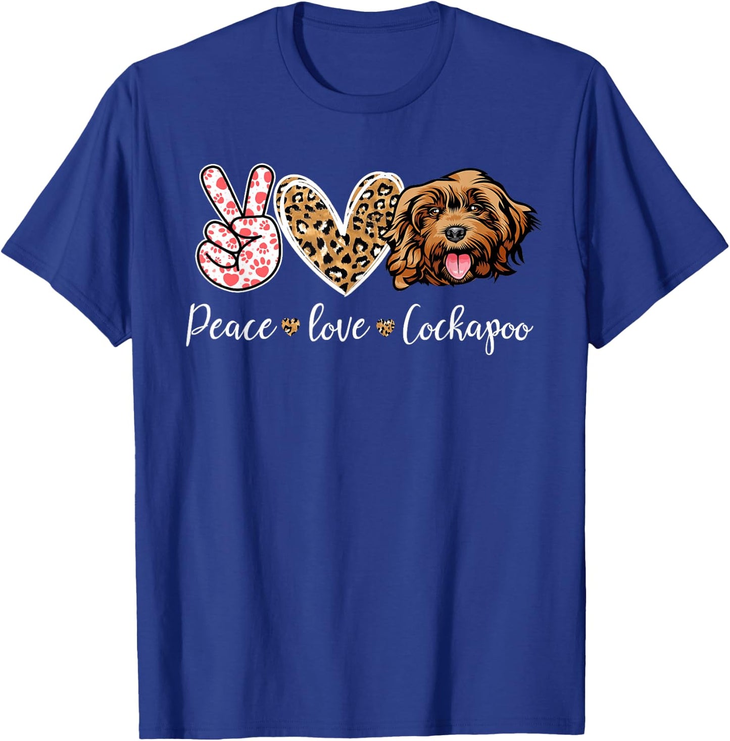 Funny Peace Love Cockapoo Dog Lover T-Shirt - T-Shirt | Royal