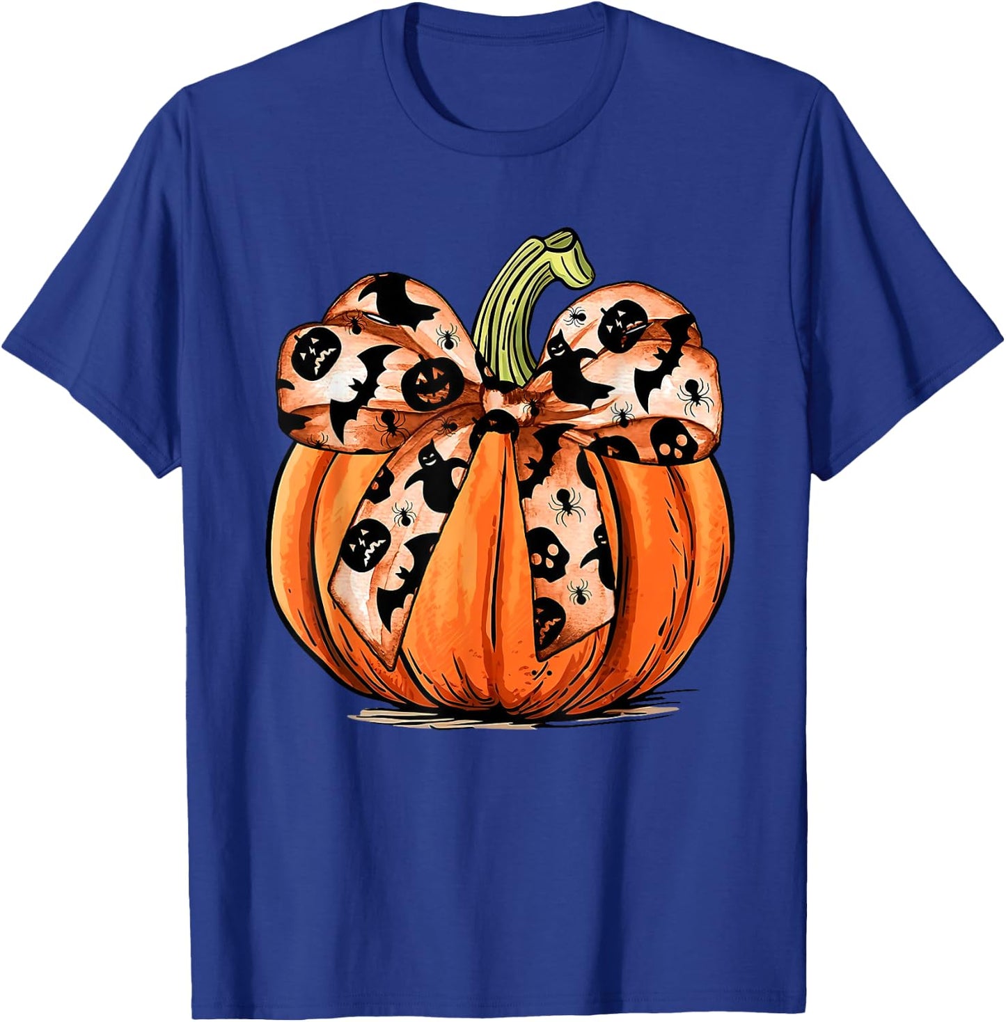 Coquette Bow Pumpkin Ghost Autumn Halloween Boujee Boo-jee T-Shirt - T-Shirt | Royal