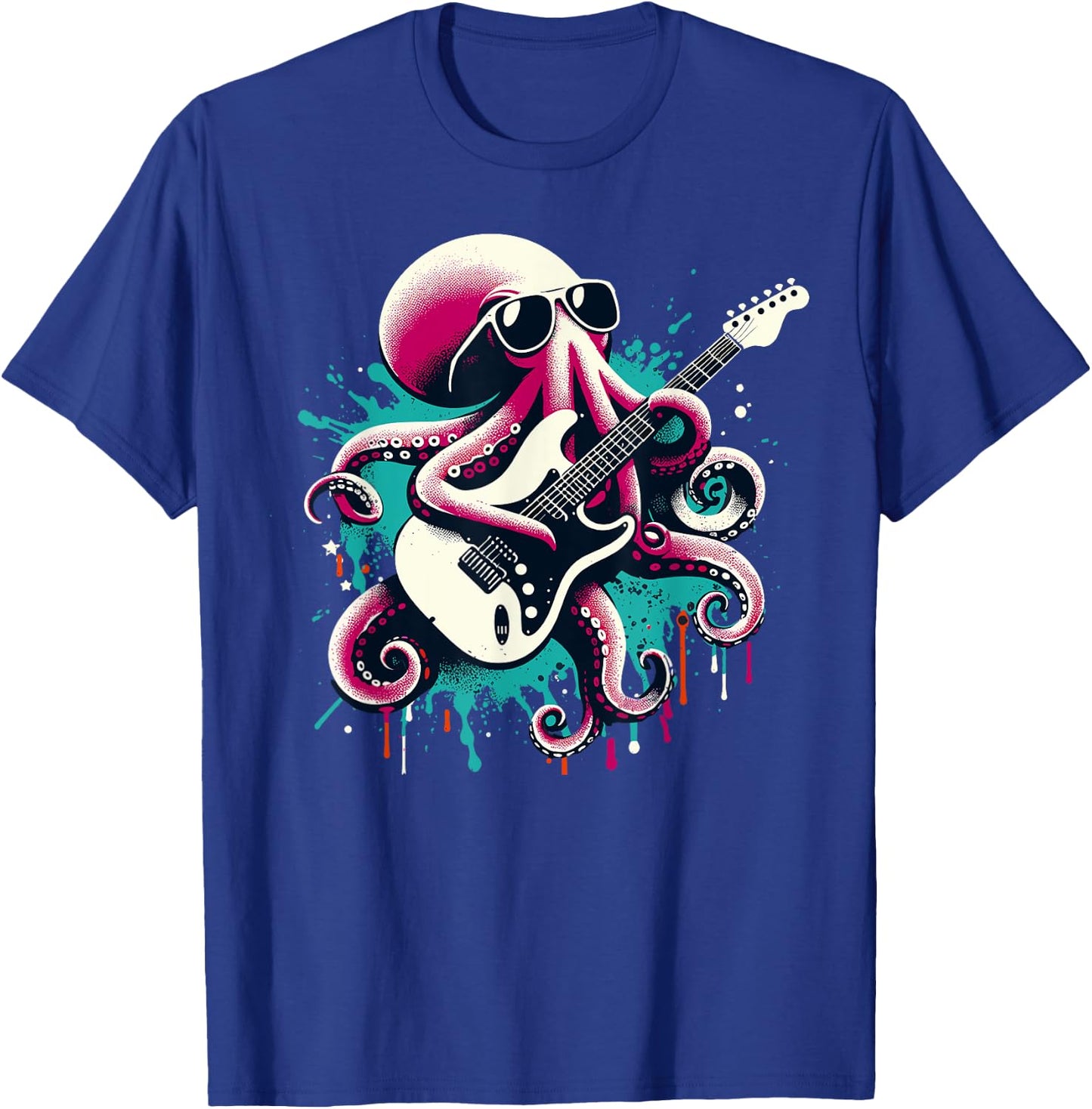 Guitar Octopus Novelty Rock Music Band Concert Funny Guitar T-Shirt - T-Shirt | Royal