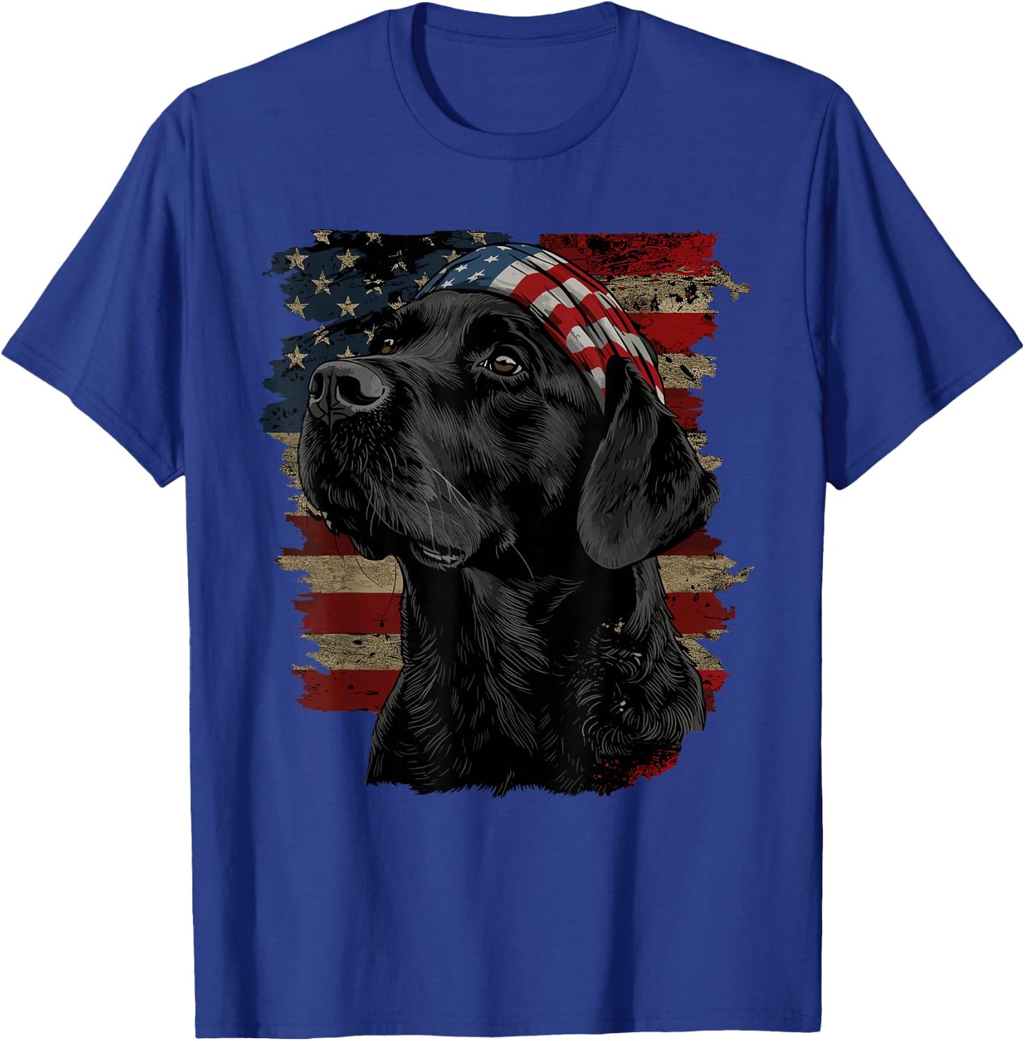 Black Labrador Patriotic Lab 4th of July USA American Flag T-Shirt - T-Shirt | Royal