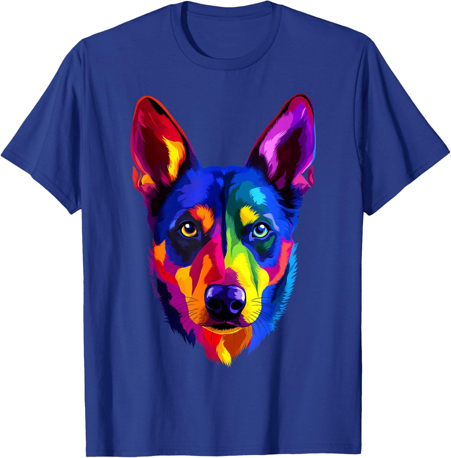 Colorful Australian Kelpie Lover Cute Puppy Men Women Black T-Shirt - T-Shirt | Royal