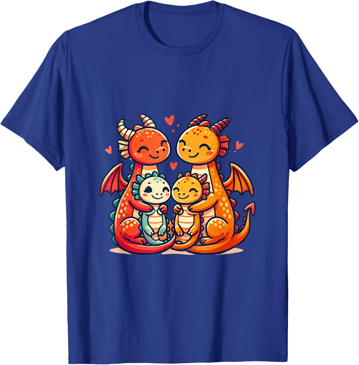 Loving Dragon Family Mother And Father With Two Children T-Shirt - T-Shirt | Royal