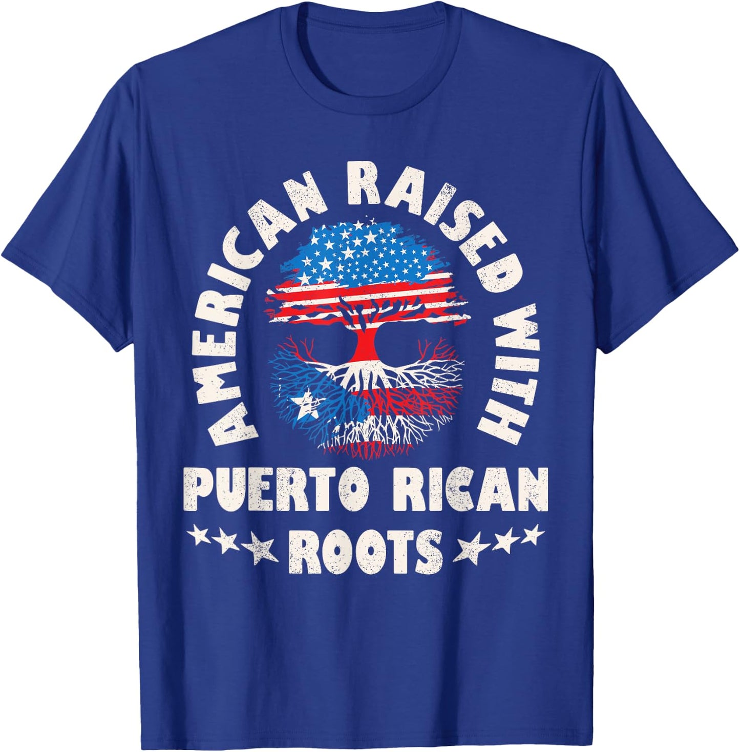 American Raised With Puerto Rican Roots Puerto Rico Hispanic T-Shirt - T-Shirt | Royal