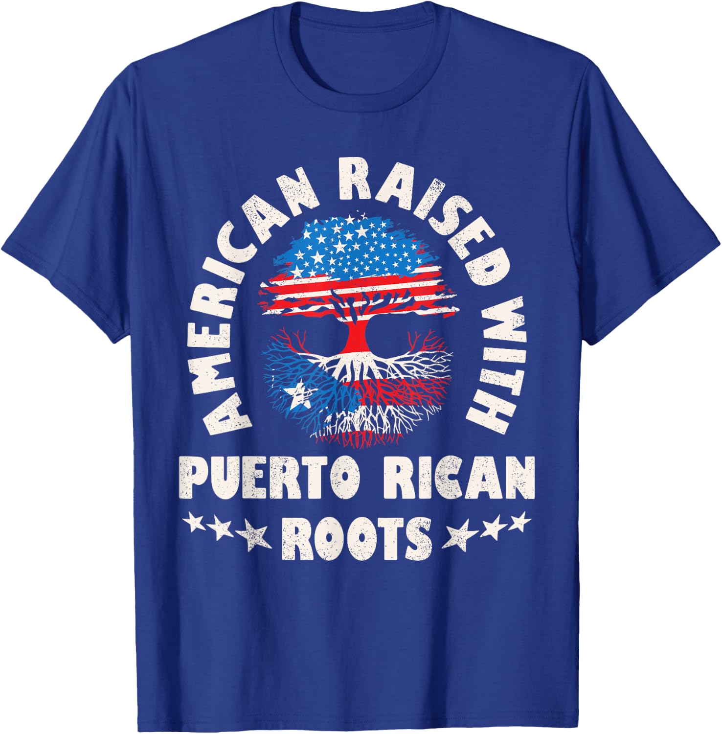 American Raised With Puerto Rican Roots Puerto Rico Hispanic T-Shirt - T-Shirt | Royal