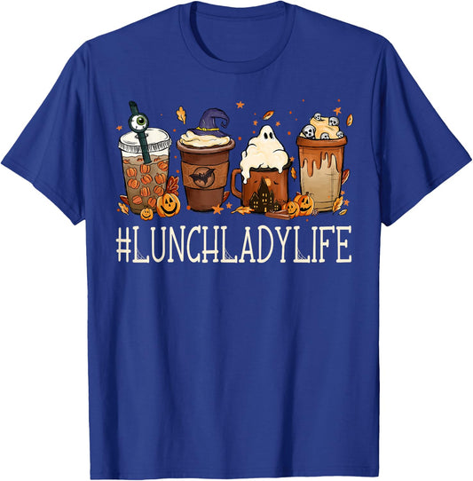 Lunch Lady Horror Coffee Spooky Halloween Pumpkin Autumn T-Shirt - T-Shirt | Royal