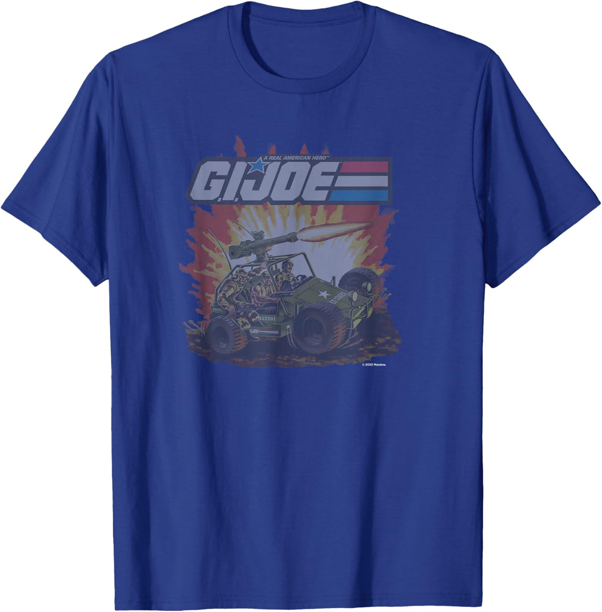 G.I. Joe -Adults , Blue, Small, Classic Fit, Short Sleeve, Graphic, , Vintage Vehicle Action Poster T-Shirt - T-Shirt | Royal