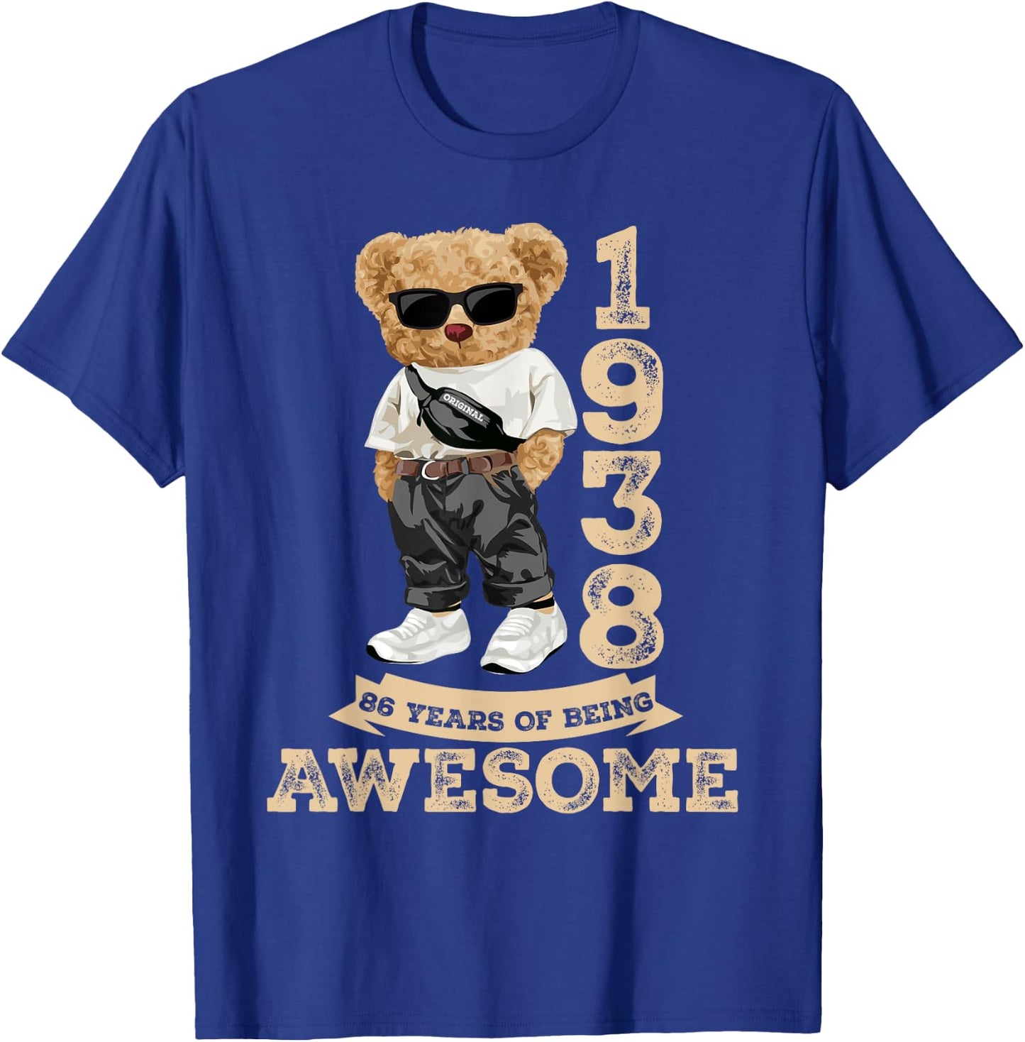 Awesome Since 1938 Retro Men Women 86th Birthday Gifts Funny T-Shirt - T-Shirt | Royal