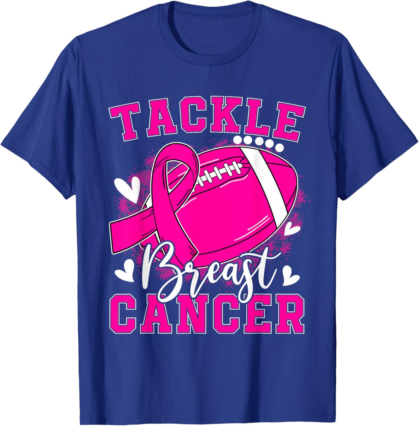 Tackle Breast Cancer Awareness Pink Ribbon Football Kids Boy T-Shirt - T-Shirt | Royal
