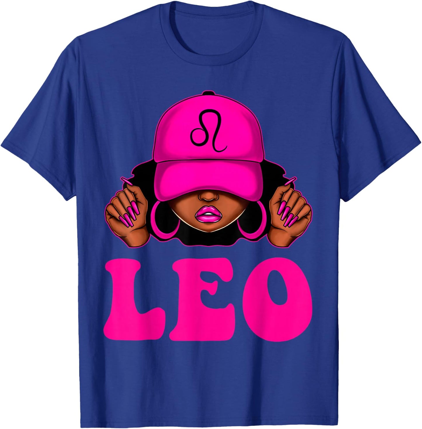 Leo Queen Sassy Black Woman Afro Girl Zodiac Birthday T-Shirt - T-Shirt | Royal
