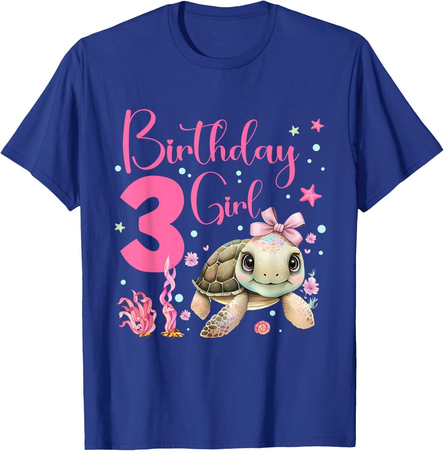 Sea Turtle Kids 3rd Birthday Ocean Party Theme Under The Sea T-Shirt - T-Shirt | Royal