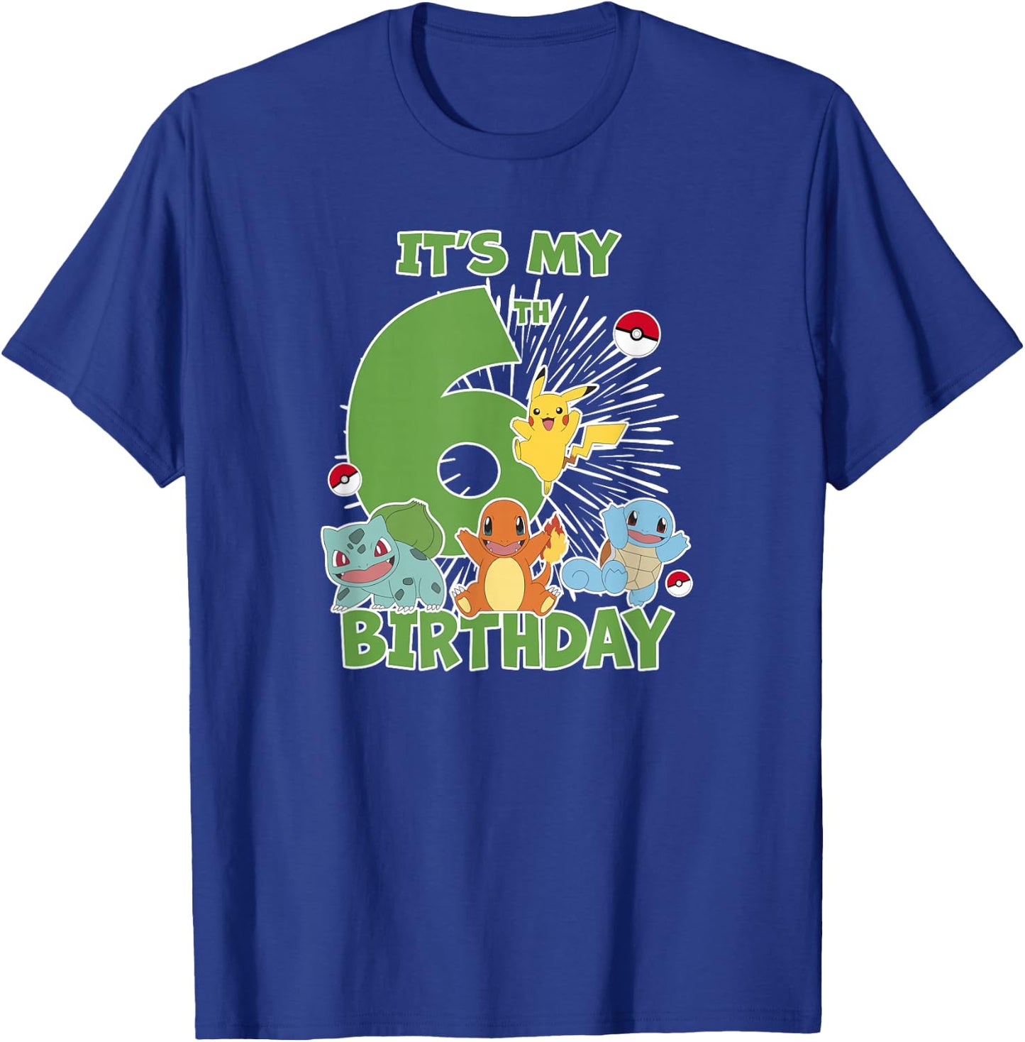Pokémon It's My 6th Birthday Kanto Starters Celebration T-Shirt - T-Shirt | Royal