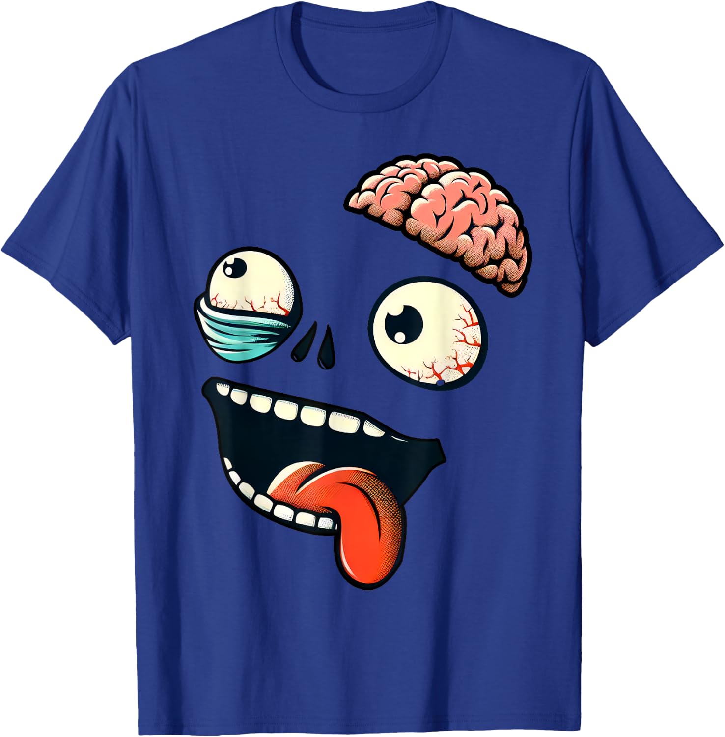 Monster Face Halloween Matching Costume Zombie Boy Girl Kid T-Shirt - T-Shirt | Royal