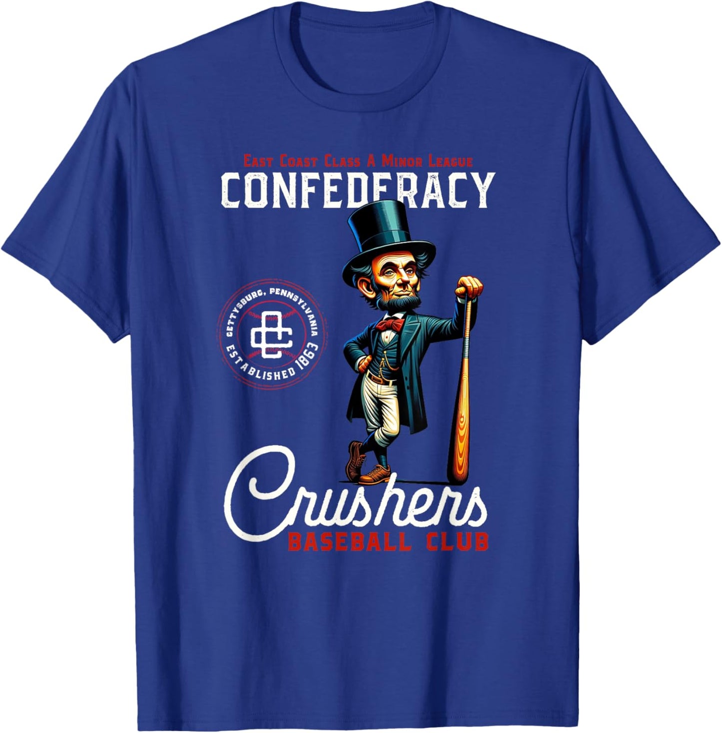 Confederacy Crushers Retro Minor League Baseball Team T-Shirt - T-Shirt | Royal