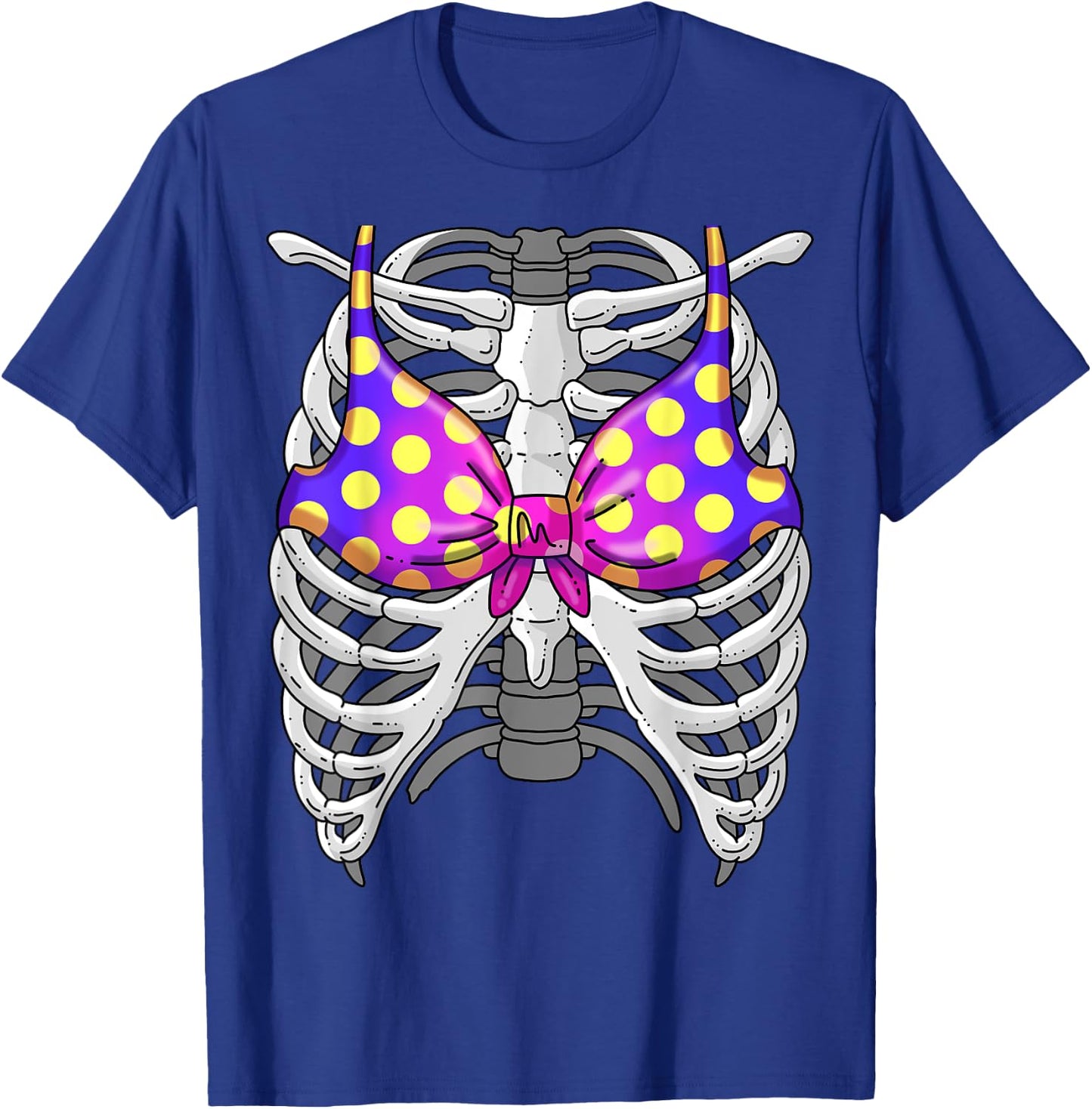 Funny Bikini Skeleton Rib Cage Swimsuit Fake Bathing Suit T-Shirt - T-Shirt | Royal