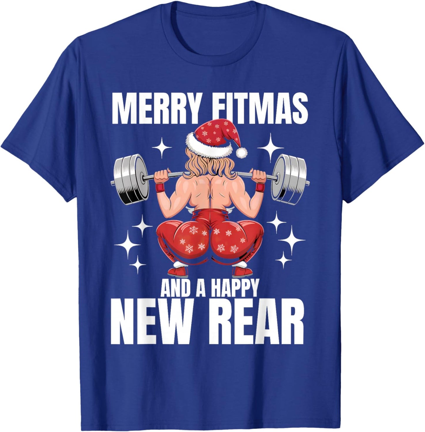 Merry Fitmas And Happy New Rear Year Fitness Weight Lifting T-Shirt - T-Shirt | Royal