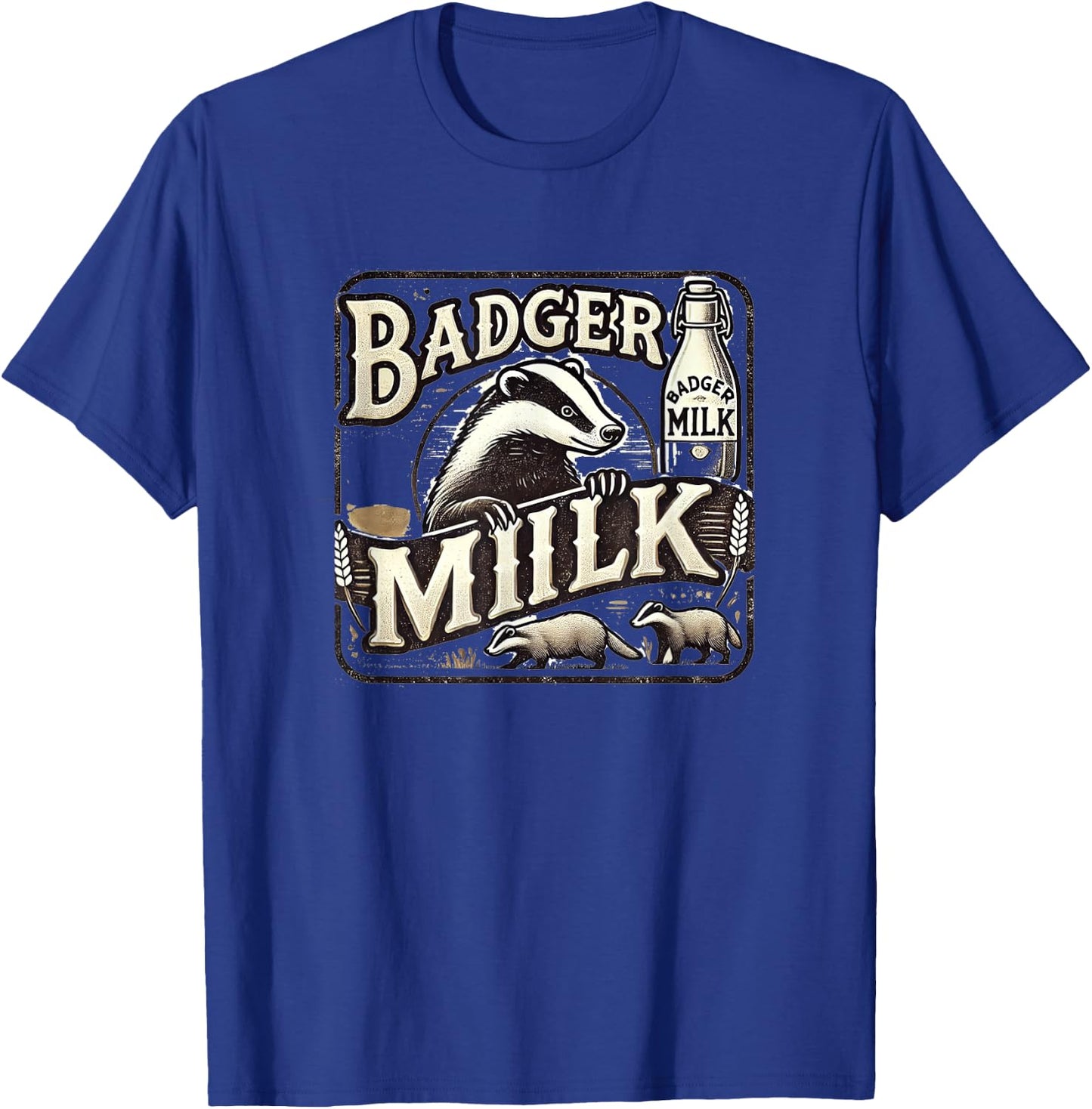 Funny Animal Badger Milk Vintage Advertising T-Shirt - T-Shirt | Royal