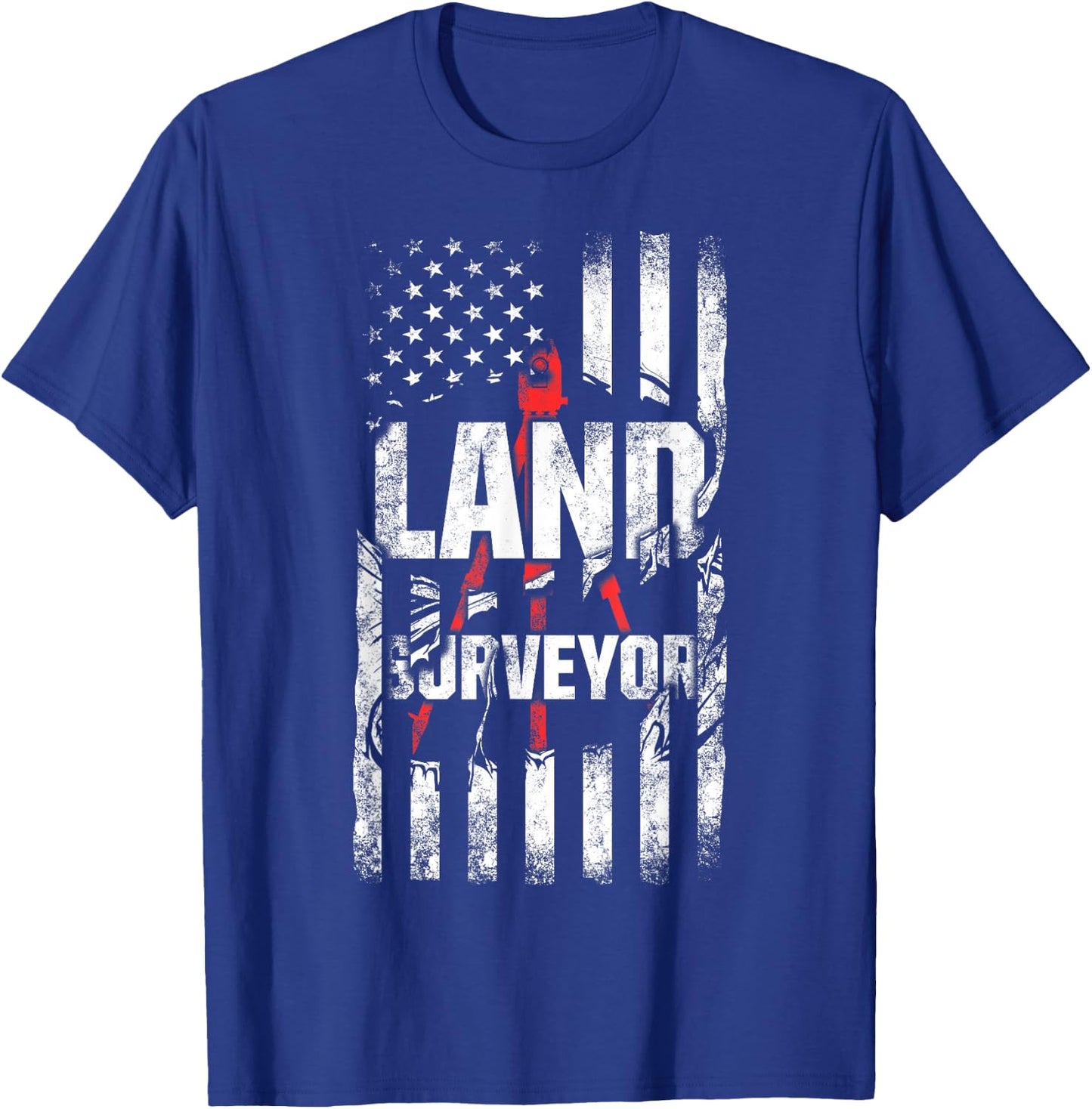 Land Surveying Flag Funny Surveyor Gifts T-Shirt - T-Shirt | Royal