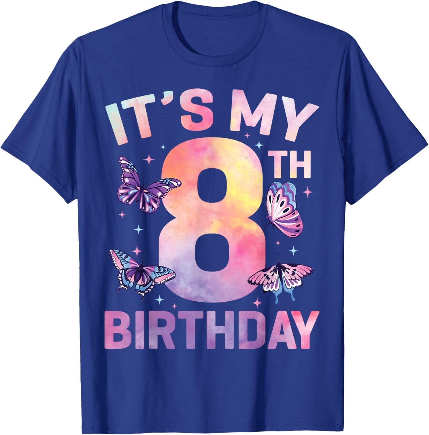 Kids It's My 8th Birthday Butterfly 8 Years Old T-Shirt - T-Shirt | Royal