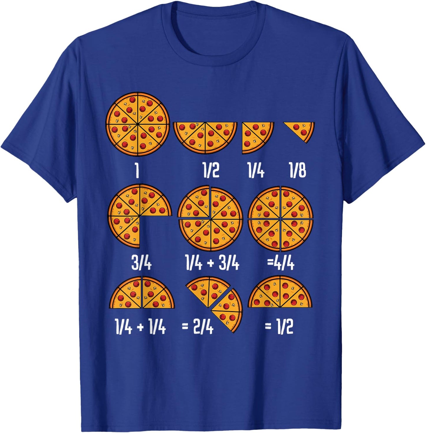 Pizza Maths Fractional Calculation Italian Food Kitchen T-Shirt - T-Shirt | Royal
