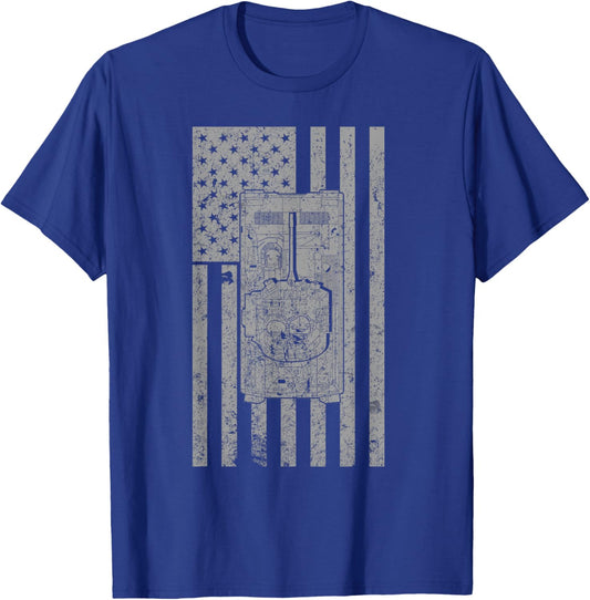 M2 Bradley IFV US Military tank Vintage Flag T-Shirt - T-Shirt | Royal